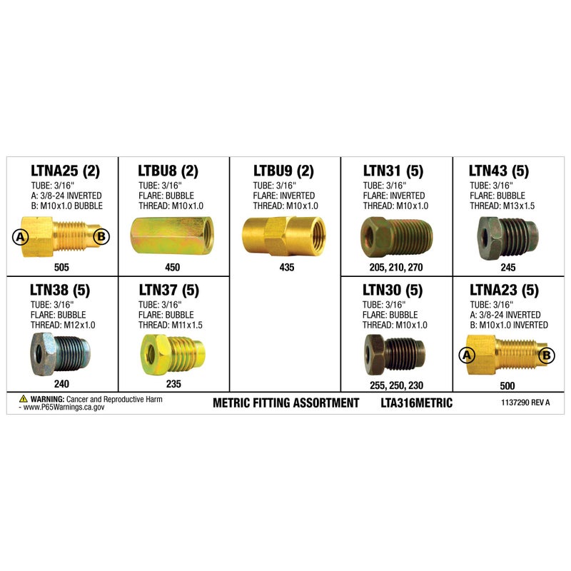 4LIFETIMELINES- 3/16" Metric Fitting Assortment Kit, Tube Nut, Union, Adapter, 9 Popular SKUs, 36 Pieces, 25 Tube Nuts, 4 Unions, 7 Adapters, Shatter Resistant Tackle Box, Brake Line Repair - Image 2